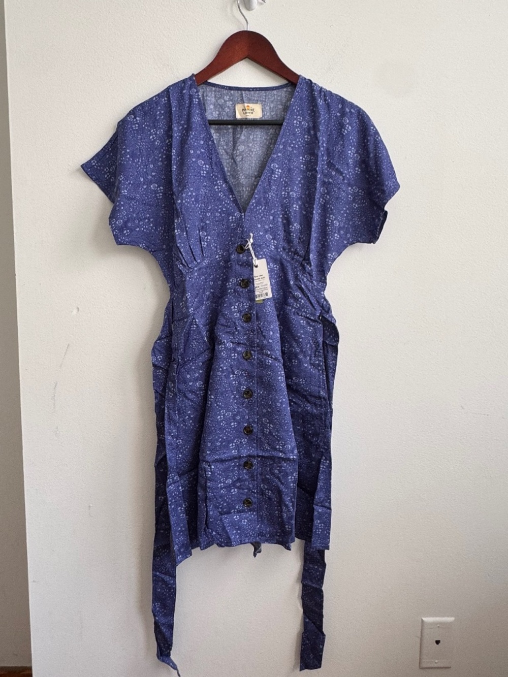 NWT Marine Layer Camila Mini Dress in Navy Ditsy Floral Print, Size Small